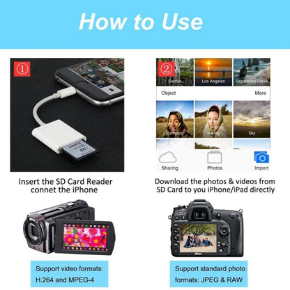 ZS-KL21810 8 Pin to SD Card Camera Card Reader Adapter, Support All iOS System by buy2fix