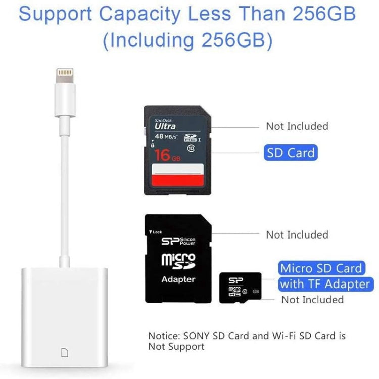 ZS-KL21810 8 Pin to SD Card Camera Card Reader Adapter, Support All iOS System by buy2fix