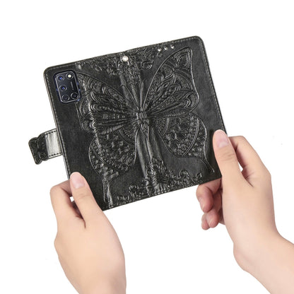 For OPPO A52/A72/A92 Butterfly Love Flower Embossed Horizontal Flip Leather Case with Bracket / Card Slot / Wallet / Lanyard(Black) by buy2fix