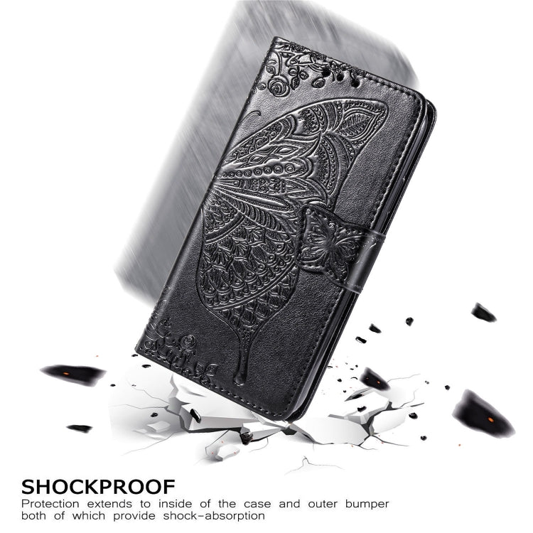 For OPPO A52/A72/A92 Butterfly Love Flower Embossed Horizontal Flip Leather Case with Bracket / Card Slot / Wallet / Lanyard(Black) by buy2fix