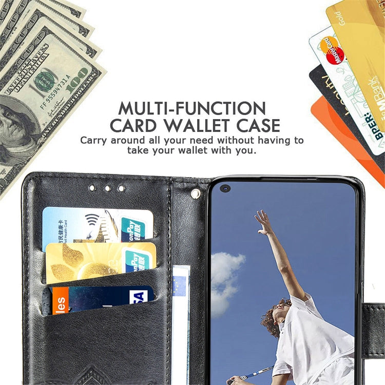 For OPPO A52/A72/A92 Butterfly Love Flower Embossed Horizontal Flip Leather Case with Bracket / Card Slot / Wallet / Lanyard(Black) by buy2fix