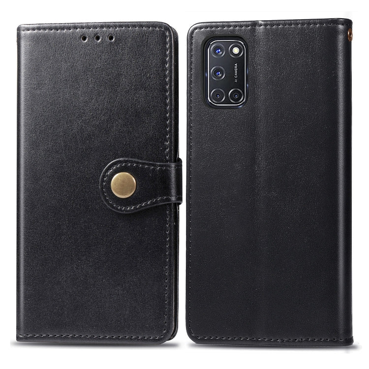 For OPPO A52/A72/A92 Retro Solid Color Leather Buckle Phone Case with Lanyard & Photo Frame & Card Slot & Wallet & Stand Function(Black) by buy2fix