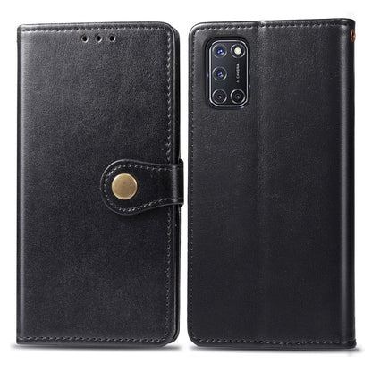 For OPPO A52/A72/A92 Retro Solid Color Leather Buckle Phone Case with Lanyard & Photo Frame & Card Slot & Wallet & Stand Function(Black) by buy2fix