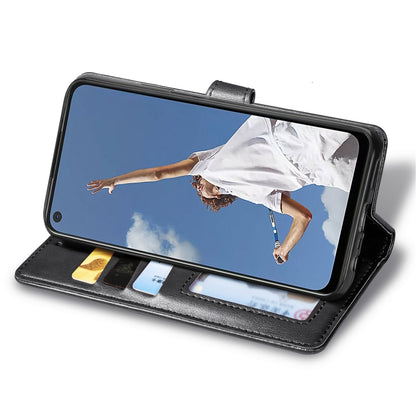 For OPPO A52/A72/A92 Retro Solid Color Leather Buckle Phone Case with Lanyard & Photo Frame & Card Slot & Wallet & Stand Function(Black) by buy2fix