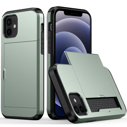 For iPhone 12 mini Shockproof Rugged Armor Protective Case with Card Slot(Army Green) by buy2fix