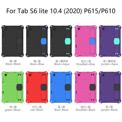 For Samsung Galaxy Tab S6 Lite P610 Honeycomb EVA + PC Shockproof Case with Strap(Black+Black) - Tab S6 Lite P610 / P615 by buy2fix | Online Shopping UK | buy2fix