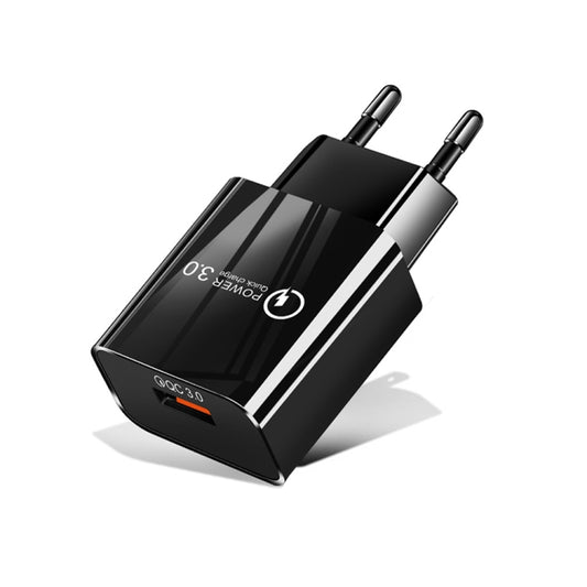 Mini QC3.0 USB 18W Mobile Phone Tablet Universal Fast Charger, EU Plug(Black) - USB Charger by buy2fix | Online Shopping UK | buy2fix