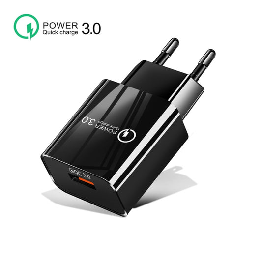 Mini QC3.0 USB 18W Mobile Phone Tablet Universal Fast Charger, EU Plug(Black) - USB Charger by buy2fix | Online Shopping UK | buy2fix