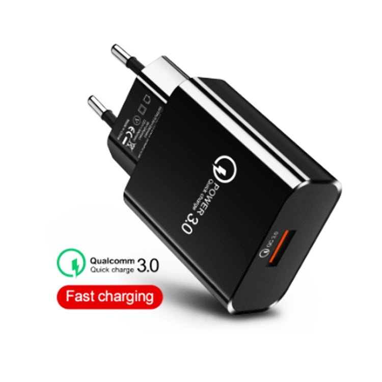 Mini QC3.0 USB 18W Mobile Phone Tablet Universal Fast Charger, EU Plug(Black) - USB Charger by buy2fix | Online Shopping UK | buy2fix