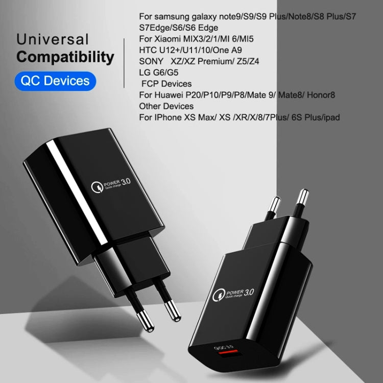 Mini QC3.0 USB 18W Mobile Phone Tablet Universal Fast Charger, EU Plug(Black) - USB Charger by buy2fix | Online Shopping UK | buy2fix