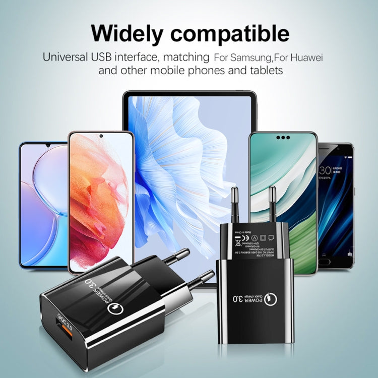 Mini QC3.0 USB 18W Mobile Phone Tablet Universal Fast Charger, EU Plug(Black) - USB Charger by buy2fix | Online Shopping UK | buy2fix