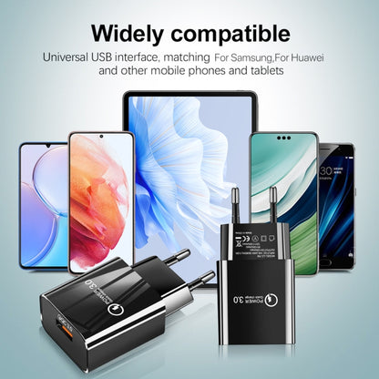 Mini QC3.0 USB 18W Mobile Phone Tablet Universal Fast Charger, EU Plug(Black) - USB Charger by buy2fix | Online Shopping UK | buy2fix