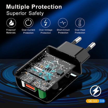 Mini QC3.0 USB 18W Mobile Phone Tablet Universal Fast Charger, EU Plug(Black) - USB Charger by buy2fix | Online Shopping UK | buy2fix