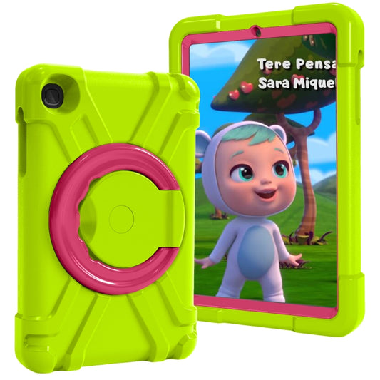 For Galaxy Tab A 8.4 (2020) T307 PC + Silicone Shockproof Combination Case with 360 Degree Rotating Holder & Handle(Glass Green + Rose Red) - Tab A 8.4 (2020) by buy2fix | Online Shopping UK | buy2fix