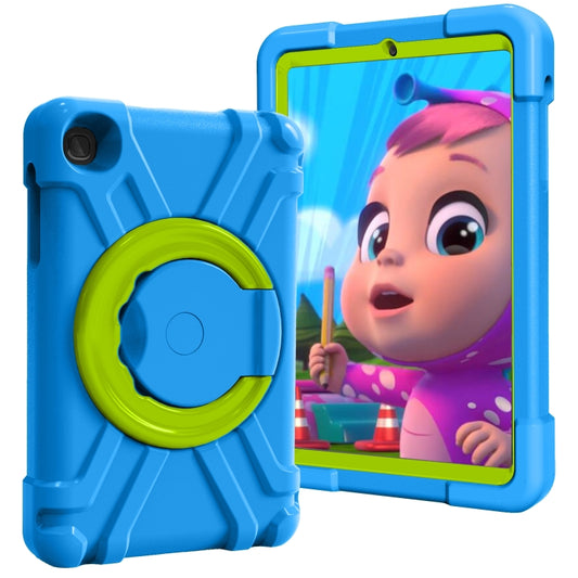 For Galaxy Tab A 8.4 (2020) T307 PC + Silicone Shockproof Combination Case with 360 Degree Rotating Holder & Handle(Blue + Grass Green) - Tab A 8.4 (2020) by buy2fix | Online Shopping UK | buy2fix