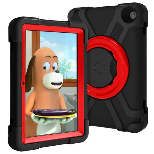 For Amazon Kindle Fire HD8 (2020) PC + Silicone Shockproof Combination Case with 360 Degree Rotating Holder & Handle(Black + Red) -  by buy2fix | Online Shopping UK | buy2fix