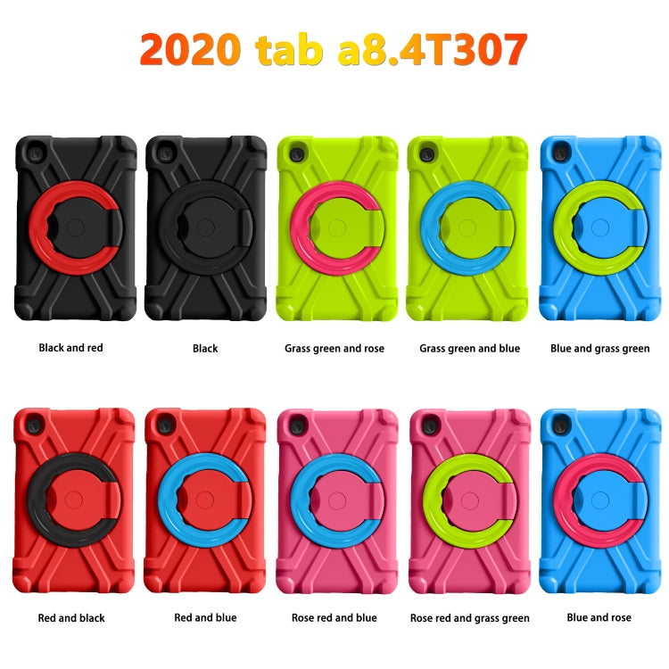 For Amazon Kindle Fire HD8 (2020) PC + Silicone Shockproof Combination Case with 360 Degree Rotating Holder & Handle(Black + Red) -  by buy2fix | Online Shopping UK | buy2fix