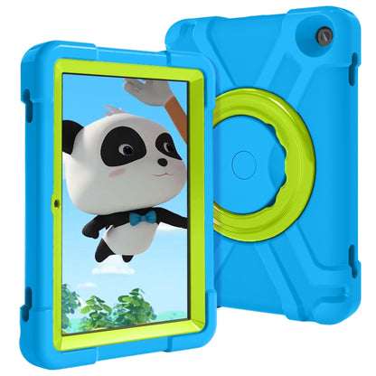 For Amazon Kindle Fire HD8 (2020) PC + Silicone Shockproof Combination Case with 360 Degree Rotating Holder & Handle(Blue + Grass Green) -  by buy2fix | Online Shopping UK | buy2fix