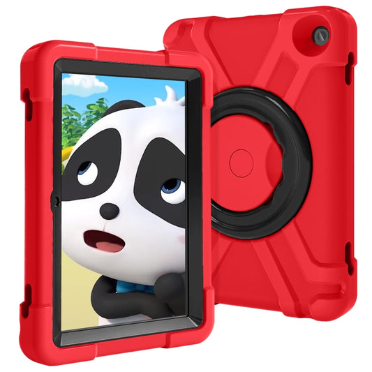 For Amazon Kindle Fire HD8 (2020) PC + Silicone Shockproof Combination Case with 360 Degree Rotating Holder & Handle(Red + Black) -  by buy2fix | Online Shopping UK | buy2fix