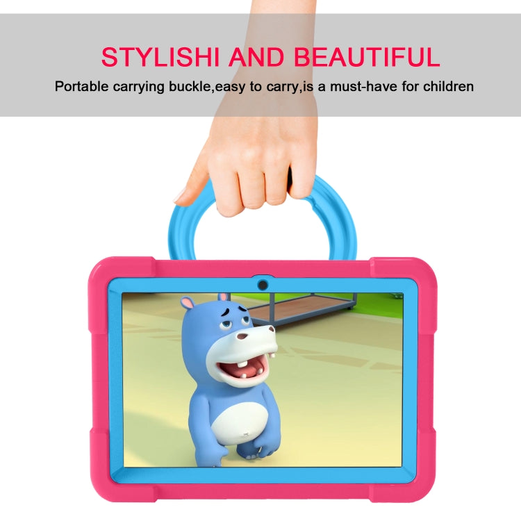 For Amazon Kindle Fire HD8 (2020) PC + Silicone Shockproof Combination Case with 360 Degree Rotating Holder & Handle(Rose Red + Blue) -  by buy2fix | Online Shopping UK | buy2fix