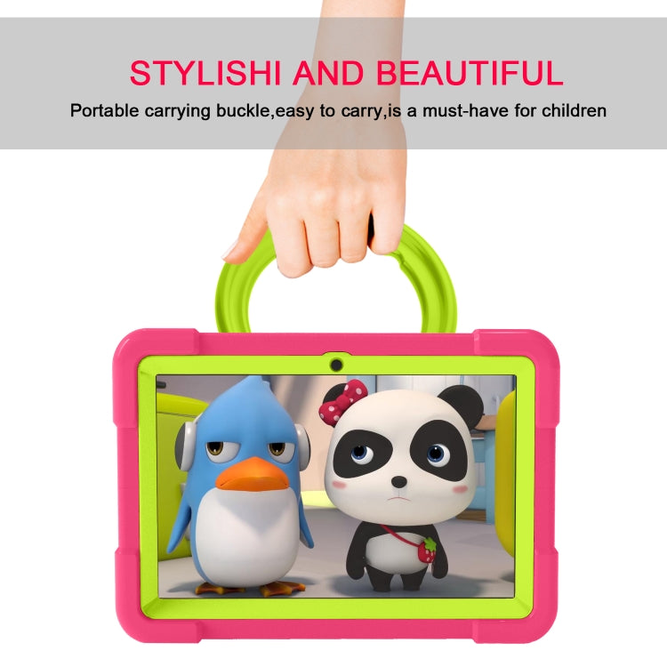 For Amazon Kindle Fire HD8 (2020) PC + Silicone Shockproof Combination Case with 360 Degree Rotating Holder & Handle(Rose Red + Grass Green) -  by buy2fix | Online Shopping UK | buy2fix