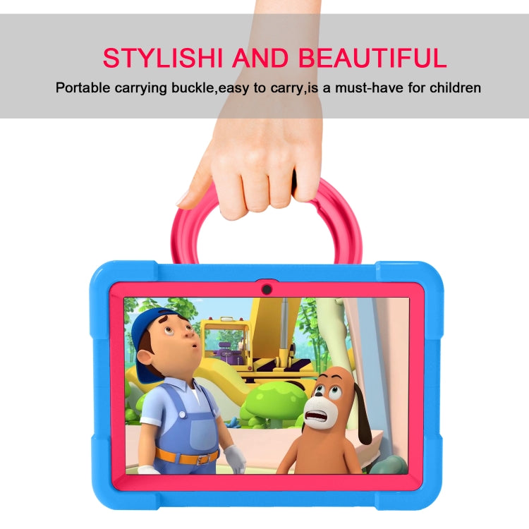 For Amazon Kindle Fire HD8 (2020) PC + Silicone Shockproof Combination Case with 360 Degree Rotating Holder & Handle(Blue + Rose Red) -  by buy2fix | Online Shopping UK | buy2fix
