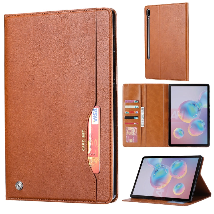 For Samsung Galaxy Tab S8 / Galaxy Tab S7 / T870 / T875 Knead Skin Texture Horizontal Flip Leather Case with Photo Frame & Holder & Card Slots & Wallet(Brown) by buy2fix