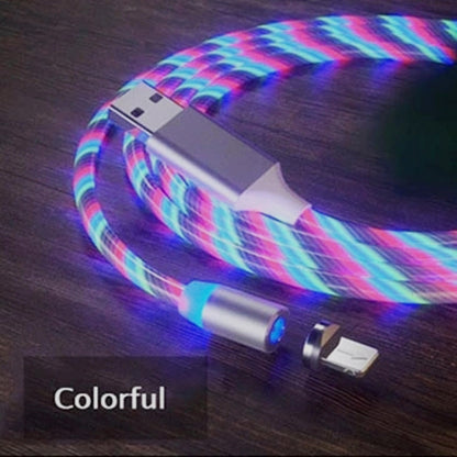USB to 8 Pin Magnetic Suction Colorful Streamer Mobile Phone Charging Cable, Length: 1m(Color Light) by buy2fix