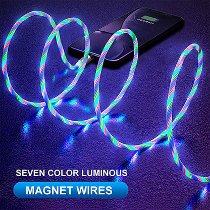 USB to 8 Pin Magnetic Suction Colorful Streamer Mobile Phone Charging Cable, Length: 1m(Color Light) by buy2fix