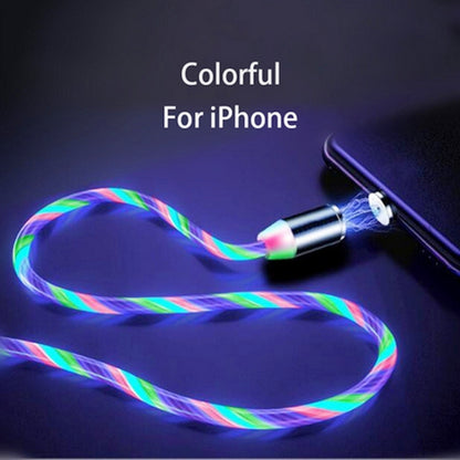 USB to 8 Pin Magnetic Suction Colorful Streamer Mobile Phone Charging Cable, Length: 1m(Color Light) by buy2fix