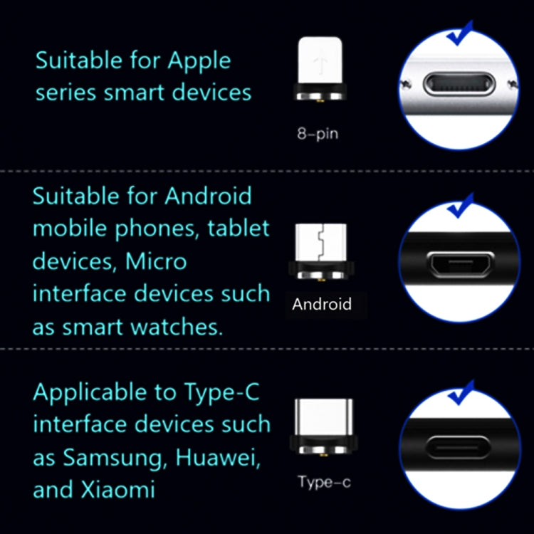 USB to 8 Pin Magnetic Suction Colorful Streamer Mobile Phone Charging Cable, Length: 1m(Color Light) by buy2fix