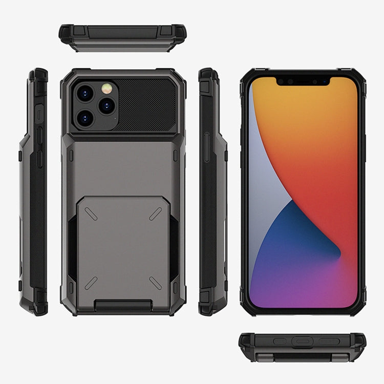 For iPhone 12 / 12 Pro Scratch-Resistant Shockproof Heavy Duty Rugged Armor Protective Case with Card Solt(Dark Grey) - iPhone 12 / 12 Pro Cases by buy2fix | Online Shopping UK | buy2fix