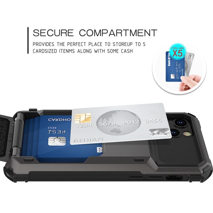 For iPhone 12 / 12 Pro Scratch-Resistant Shockproof Heavy Duty Rugged Armor Protective Case with Card Solt(Dark Grey) - iPhone 12 / 12 Pro Cases by buy2fix | Online Shopping UK | buy2fix