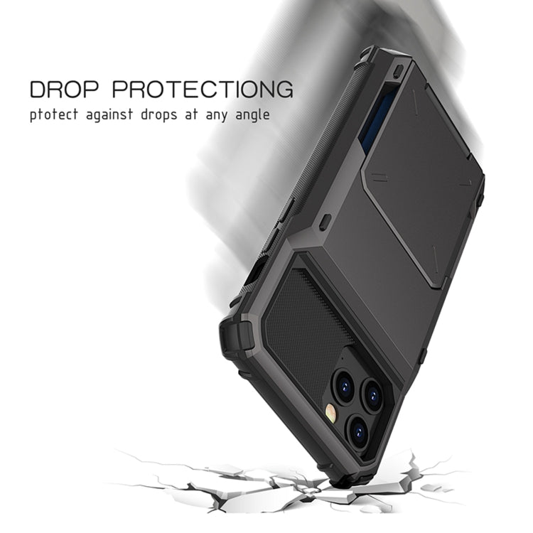 For iPhone 12 / 12 Pro Scratch-Resistant Shockproof Heavy Duty Rugged Armor Protective Case with Card Solt(Dark Grey) - iPhone 12 / 12 Pro Cases by buy2fix | Online Shopping UK | buy2fix