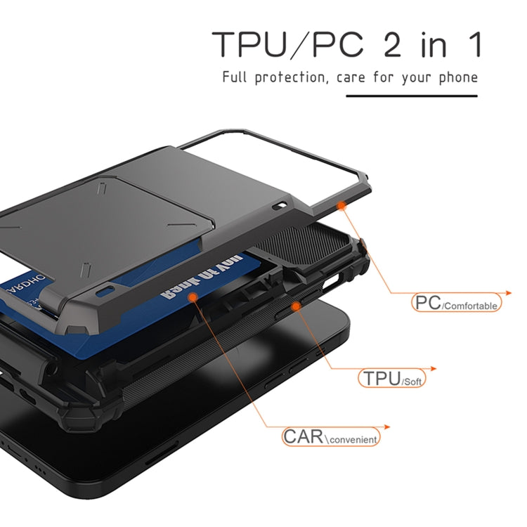 For iPhone 12 / 12 Pro Scratch-Resistant Shockproof Heavy Duty Rugged Armor Protective Case with Card Solt(Dark Grey) - iPhone 12 / 12 Pro Cases by buy2fix | Online Shopping UK | buy2fix