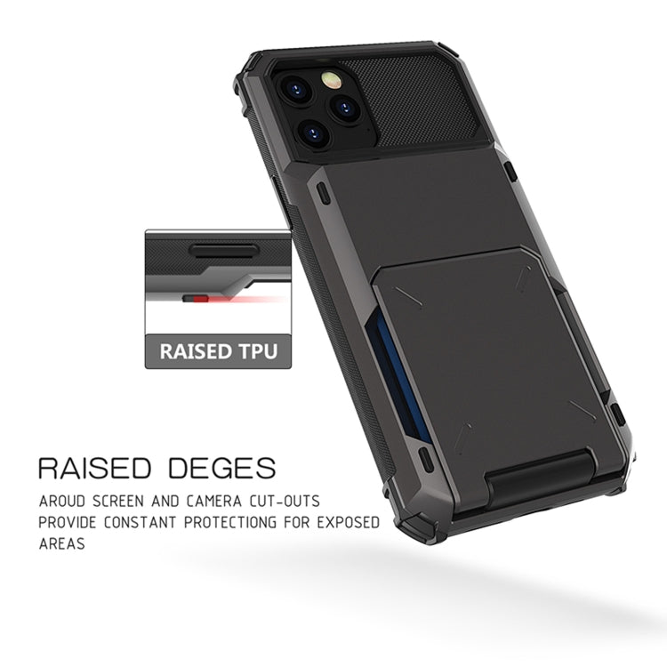 For iPhone 12 / 12 Pro Scratch-Resistant Shockproof Heavy Duty Rugged Armor Protective Case with Card Solt(Dark Grey) - iPhone 12 / 12 Pro Cases by buy2fix | Online Shopping UK | buy2fix