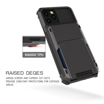 For iPhone 12 / 12 Pro Scratch-Resistant Shockproof Heavy Duty Rugged Armor Protective Case with Card Solt(Dark Grey) - iPhone 12 / 12 Pro Cases by buy2fix | Online Shopping UK | buy2fix