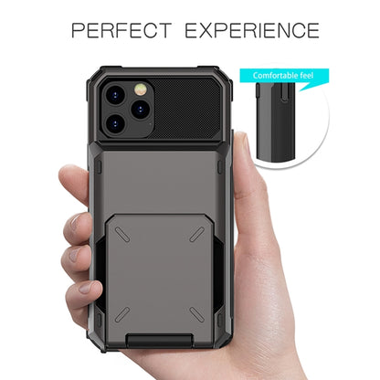 For iPhone 12 Pro Max Scratch-Resistant Shockproof Heavy Duty Rugged Armor Protective Case with Card Solt(Blue) by buy2fix