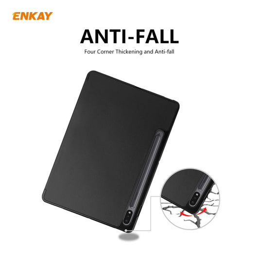 ENKAY ENK-8011 PU Leather + TPU Smart Case with Pen Slot for Samsung Galaxy Tab S8 / Galaxy Tab S7 11.0 T870 / T875(Black) - Galaxy Tab S8 Cases by ENKAY | Online Shopping UK | buy2fix