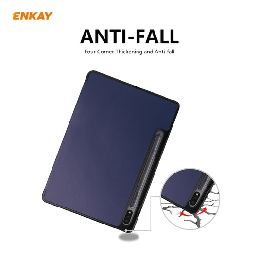 ENKAY ENK-8011 PU Leather + TPU Smart Case with Pen Slot for Samsung Galaxy Tab S8 / Galaxy Tab S7 11.0 T870 / T875(Dark Blue) - Galaxy Tab S8 Cases by ENKAY | Online Shopping UK | buy2fix