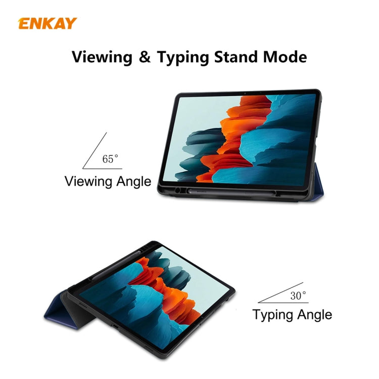 ENKAY ENK-8011 PU Leather + TPU Smart Case with Pen Slot for Samsung Galaxy Tab S8 / Galaxy Tab S7 11.0 T870 / T875(Dark Blue) - Galaxy Tab S8 Cases by ENKAY | Online Shopping UK | buy2fix