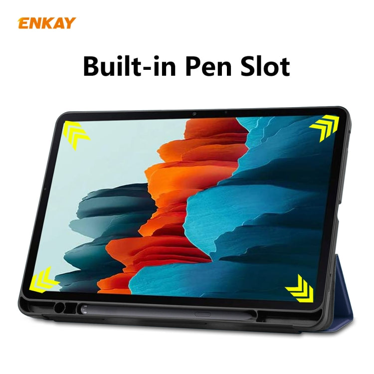 ENKAY ENK-8011 PU Leather + TPU Smart Case with Pen Slot for Samsung Galaxy Tab S8 / Galaxy Tab S7 11.0 T870 / T875(Dark Blue) - Galaxy Tab S8 Cases by ENKAY | Online Shopping UK | buy2fix