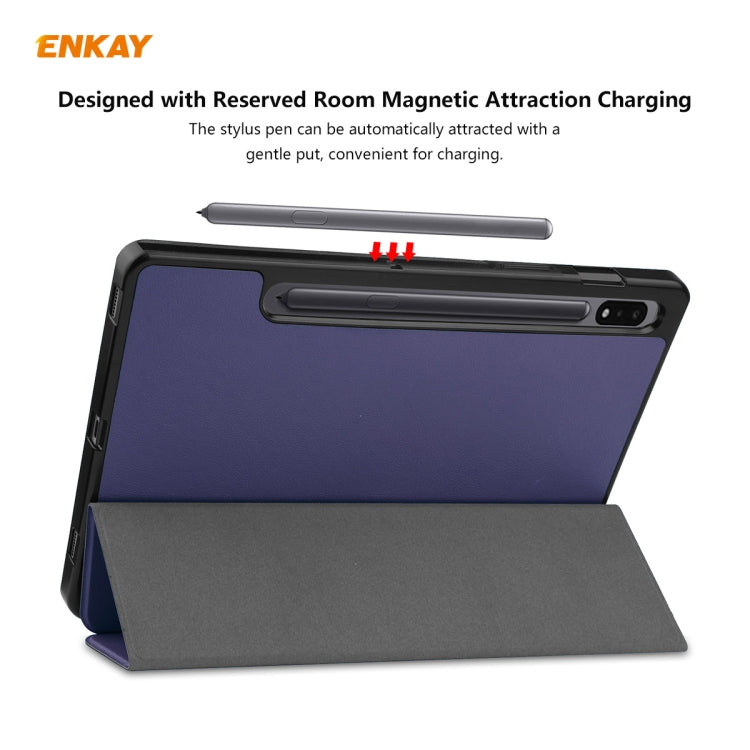 ENKAY ENK-8011 PU Leather + TPU Smart Case with Pen Slot for Samsung Galaxy Tab S8 / Galaxy Tab S7 11.0 T870 / T875(Dark Blue) - Galaxy Tab S8 Cases by ENKAY | Online Shopping UK | buy2fix