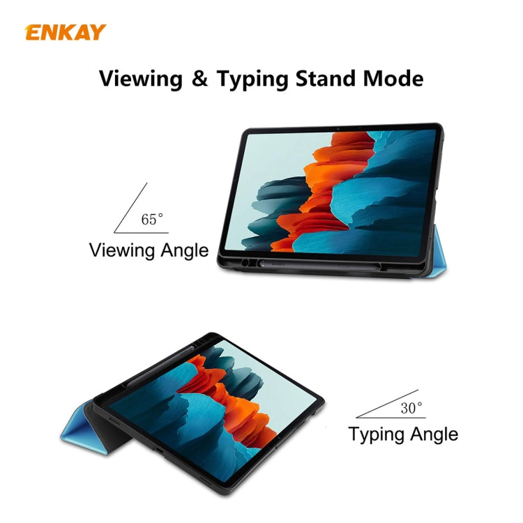 ENKAY ENK-8011 PU Leather + TPU Smart Case with Pen Slot for Samsung Galaxy Tab S8 / Galaxy Tab S7 11.0 T870 / T875(Light Blue) - Galaxy Tab S8 Cases by ENKAY | Online Shopping UK | buy2fix