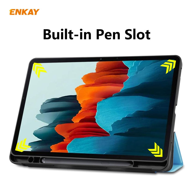 ENKAY ENK-8011 PU Leather + TPU Smart Case with Pen Slot for Samsung Galaxy Tab S8 / Galaxy Tab S7 11.0 T870 / T875(Light Blue) - Galaxy Tab S8 Cases by ENKAY | Online Shopping UK | buy2fix