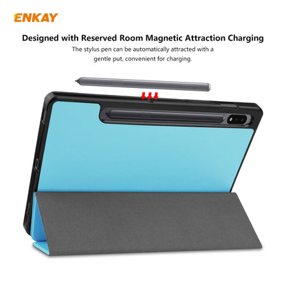ENKAY ENK-8011 PU Leather + TPU Smart Case with Pen Slot for Samsung Galaxy Tab S8 / Galaxy Tab S7 11.0 T870 / T875(Light Blue) - Galaxy Tab S8 Cases by ENKAY | Online Shopping UK | buy2fix