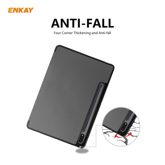 ENKAY ENK-8011 PU Leather + TPU Smart Case with Pen Slot for Samsung Galaxy Tab S8 / Galaxy Tab S7 11.0 T870 / T875(Grey) - Galaxy Tab S8 Cases by ENKAY | Online Shopping UK | buy2fix