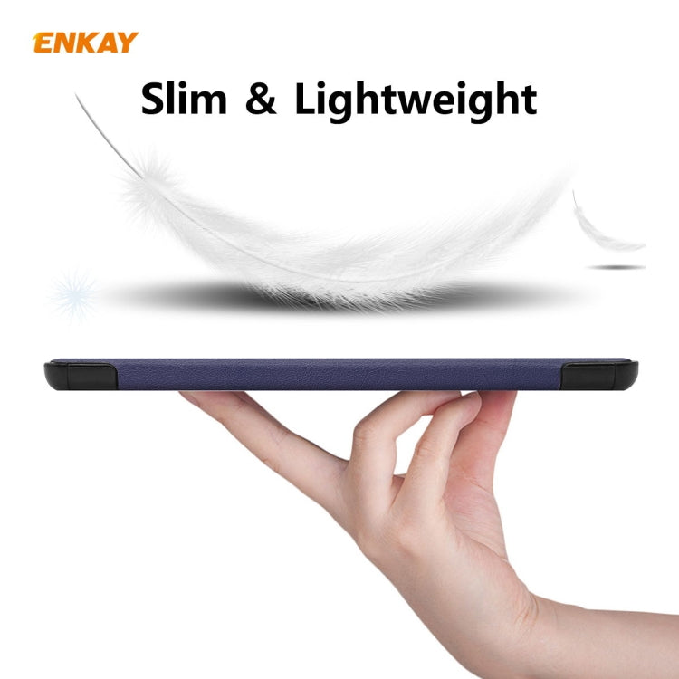 ENKAY ENK-8010 PU Leather + Plastic Smart Case with Three-folding Holder for Samsung Galaxy Tab S8 / Galaxy Tab S7 11.0 T870 / T875(Dark Blue) - Galaxy Tab S8 Cases by ENKAY | Online Shopping UK | buy2fix