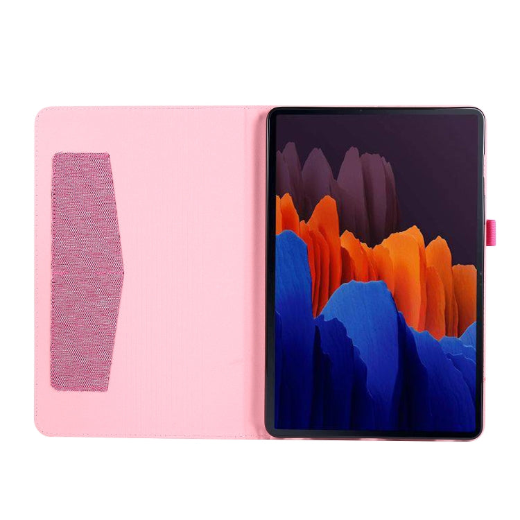 For Samsung Galaxy Tab S8 / Galaxy Tab S7 T870/T875 Horizontal Flip TPU + Fabric PU Leather Protective Case with Card Slots & Holder(RoseRed) by buy2fix