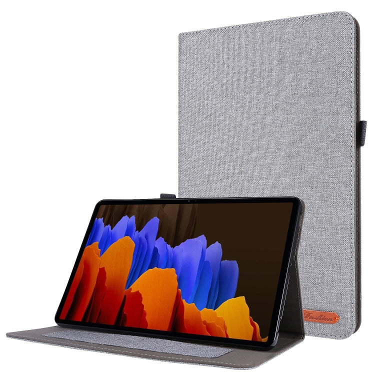 For Samsung Galaxy Tab S8 / Galaxy Tab S7 T870/T875 Horizontal Flip TPU + Fabric PU Leather Protective Case with Card Slots & Holder(Grey) by buy2fix
